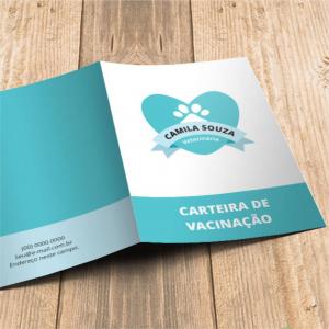 Carteira de Vacinação Veterinária Offset 120g 20x28cm (aberto) 4x4 cores Ink Jet   